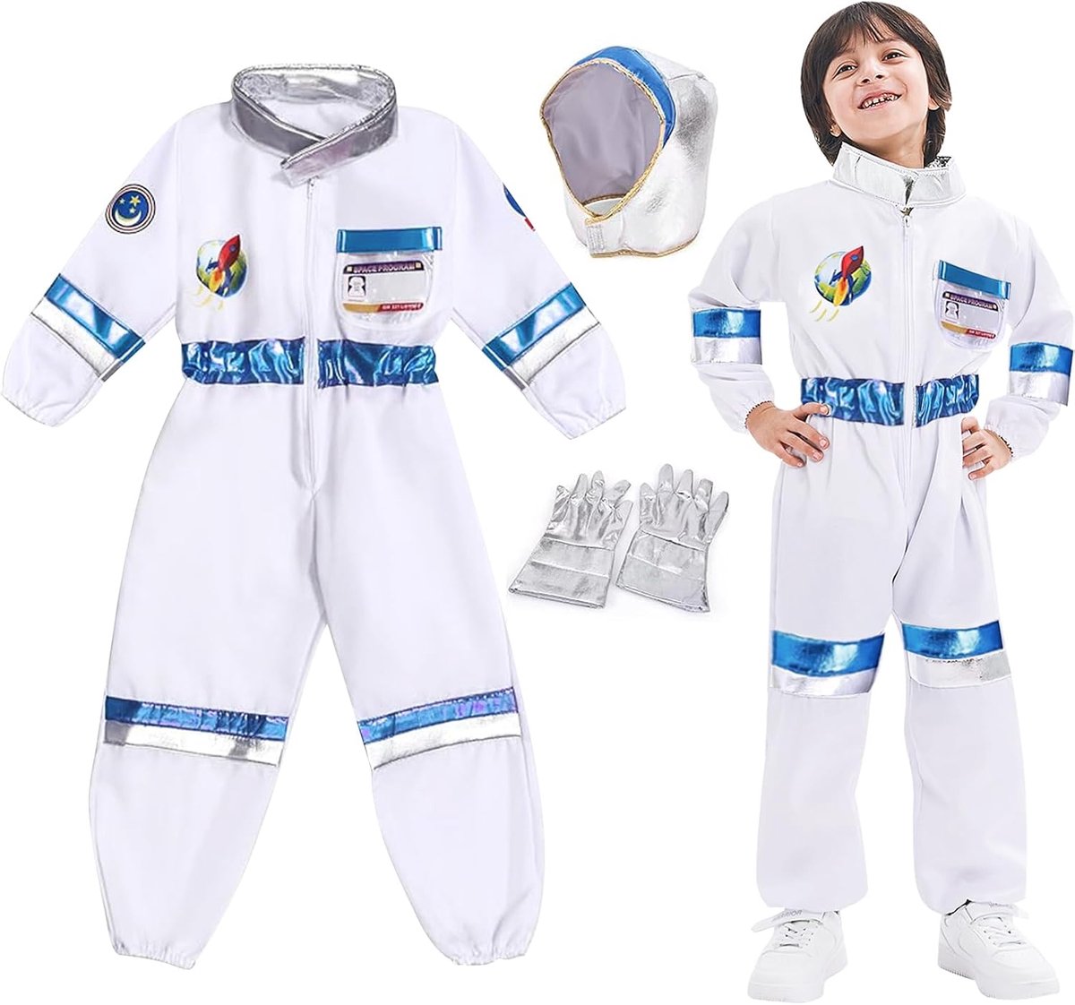 Astronautenkostuum voor Kinderen - Inclusief Astronautenhelm - Met 50 Stickers - Perfect voor Feestjes - SnelShoppen