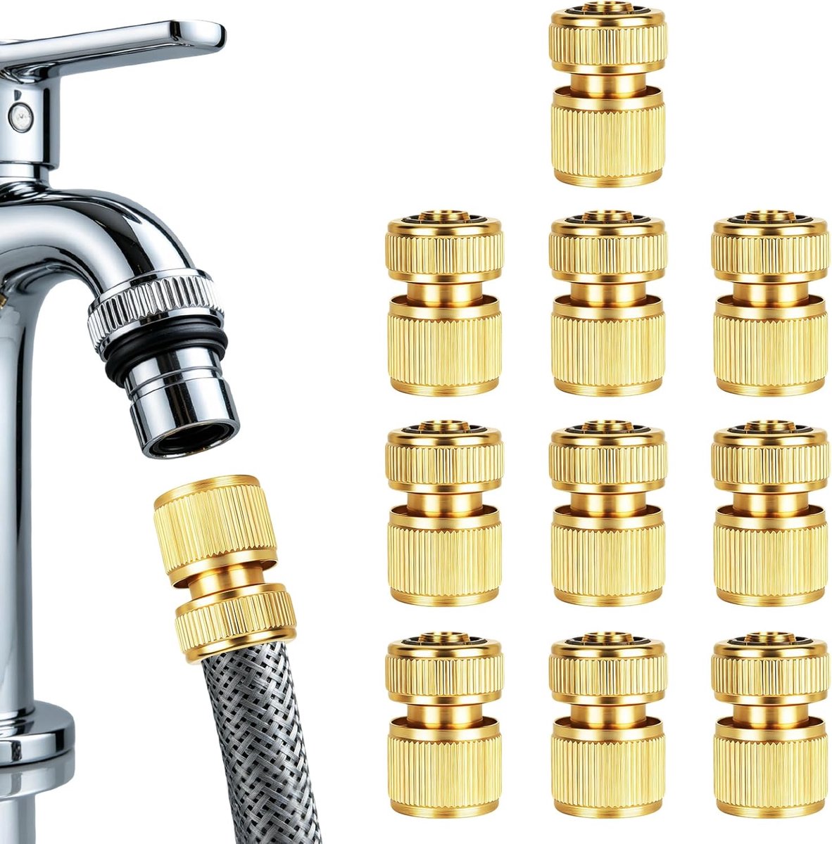 Tuinslang snelkoppeling 1/2 inch - messing - lekvrije verbinding - ideaal voor tuin en keuken - ShopVlot