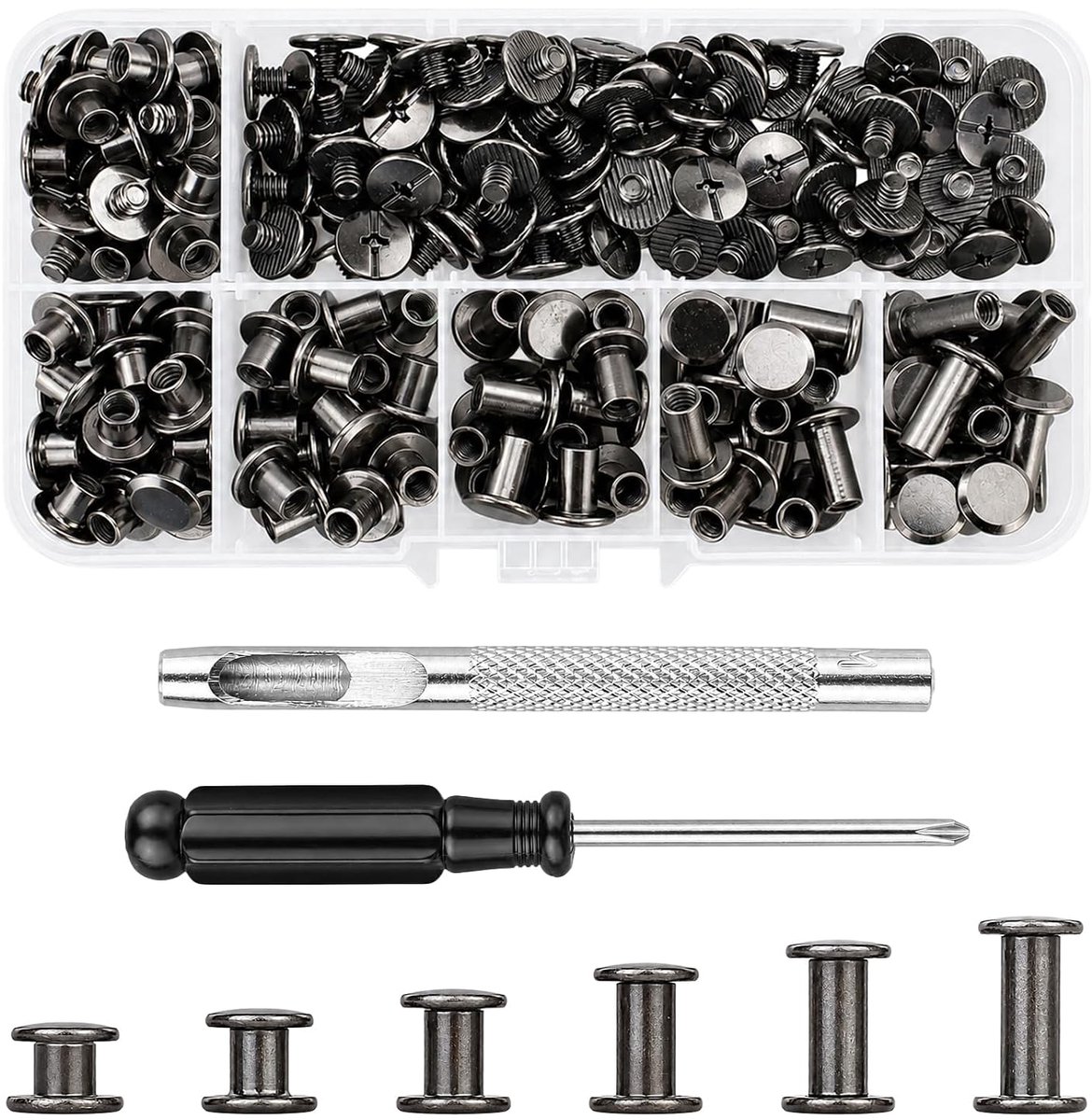Schroefklinknagels 110 sets - Chicago bindingsschroeven - Hoogwaardig ijzer - Ideaal voor leerbewerking - ShopVlot