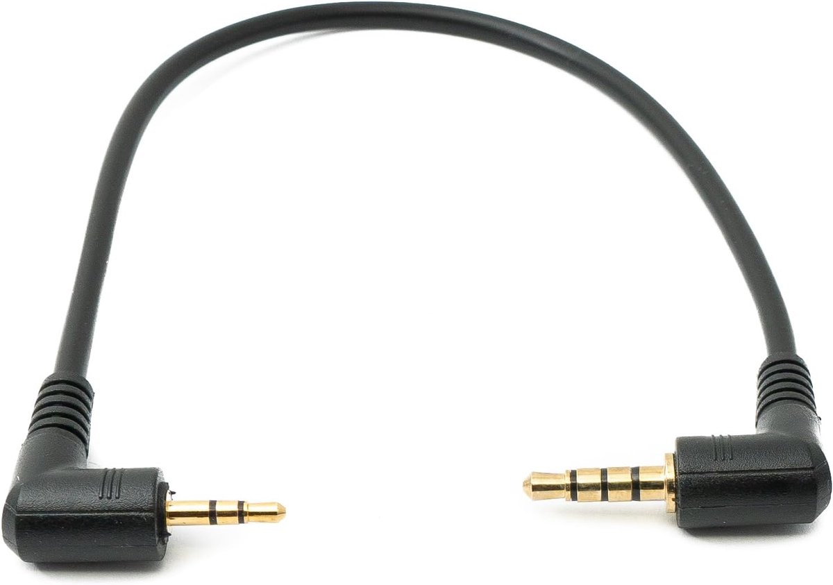 Audio kabel 20cm 2.5mm jack plug naar 3.5mm hoek AUX adapter - zwart - ideale verbinding voor audioapparatuur - ShopVlot