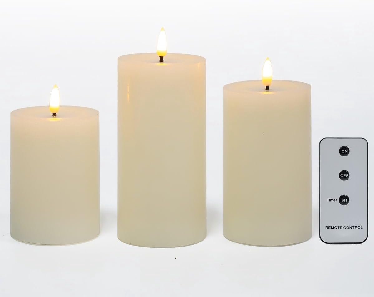 LED Kaarsen Set (3 Stuks) - Echt Was - Luxe Ontwerp met Gesmolten Top - Creëer Sfeer Met Afstandsbediening - ShopVlot