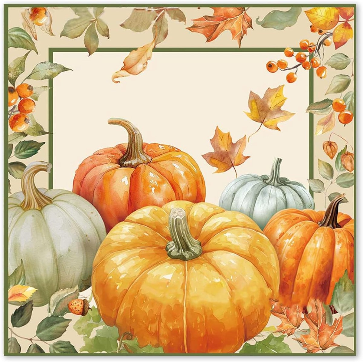 Papieren servetten herfst 33x33cm - pompoen motief - warm en sfeervol - ideaal voor Thanksgiving - ShopVlot
