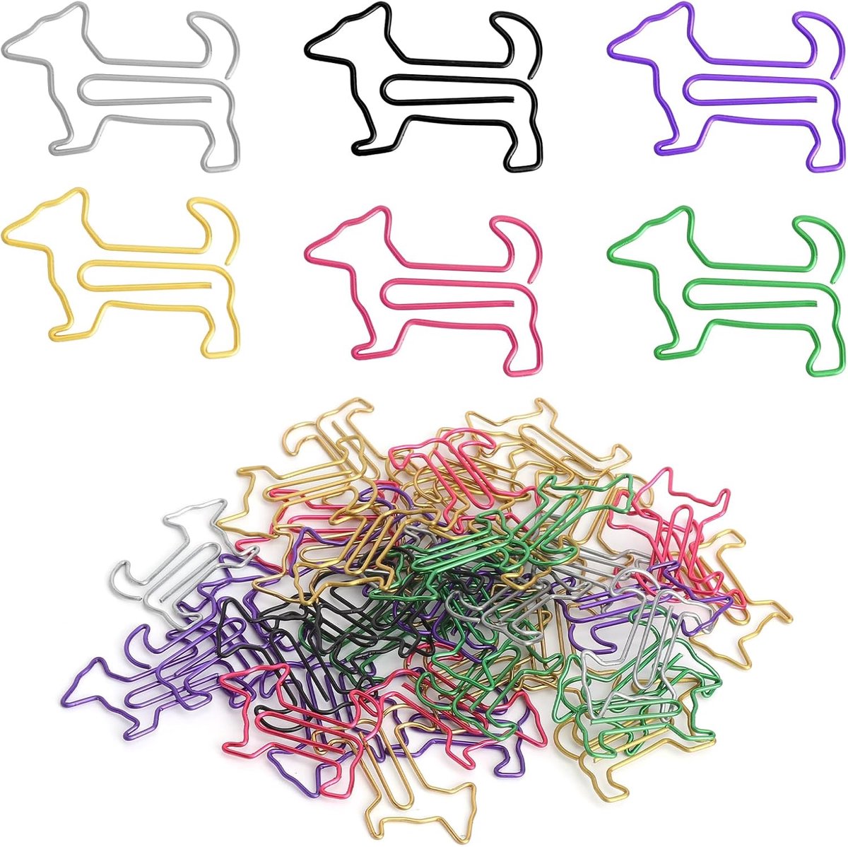Kattenpaperclips 50 stuks - kleurrijk dierdesign - schattige diervormen - vrolijk categoriseren - ShopVlot