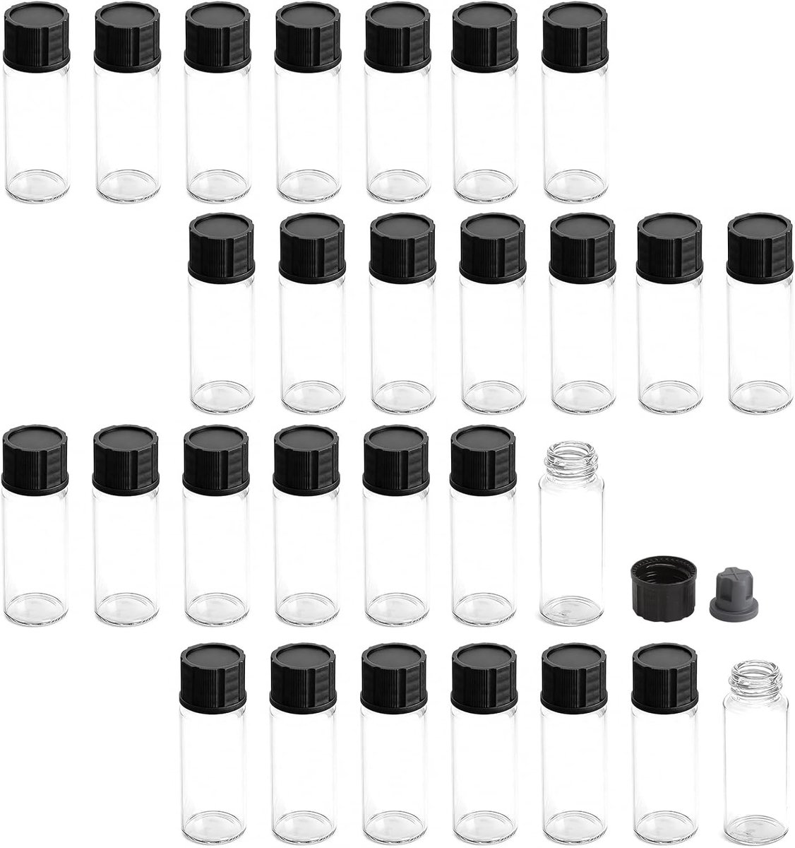 Mini glazen flessen 10ml - 30 stuks - borosilicaatglas - ideaal voor monsters bewaren - ShopVlot