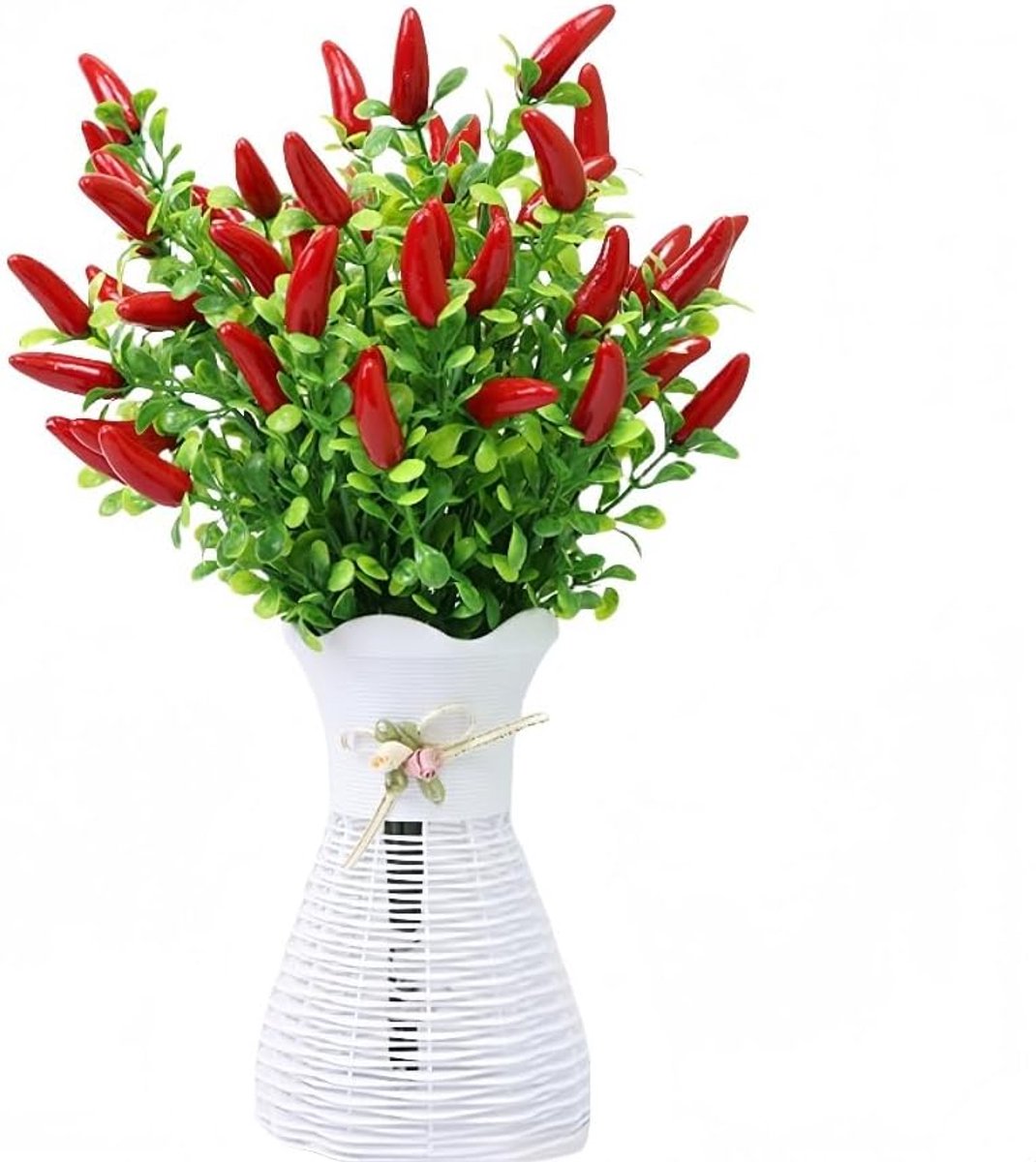 Neppe Paprika Stelen 5 Stuks - Kunststof Bladeren - Flexibele Bessen - Perfect voor Decoratie - ShopVlot