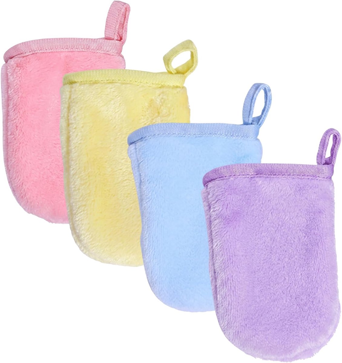 Washandjes voor make-up verwijderen - 4 stuks flanel - herbruikbaar - effectieve gezichtsreiniging - ShopVlot