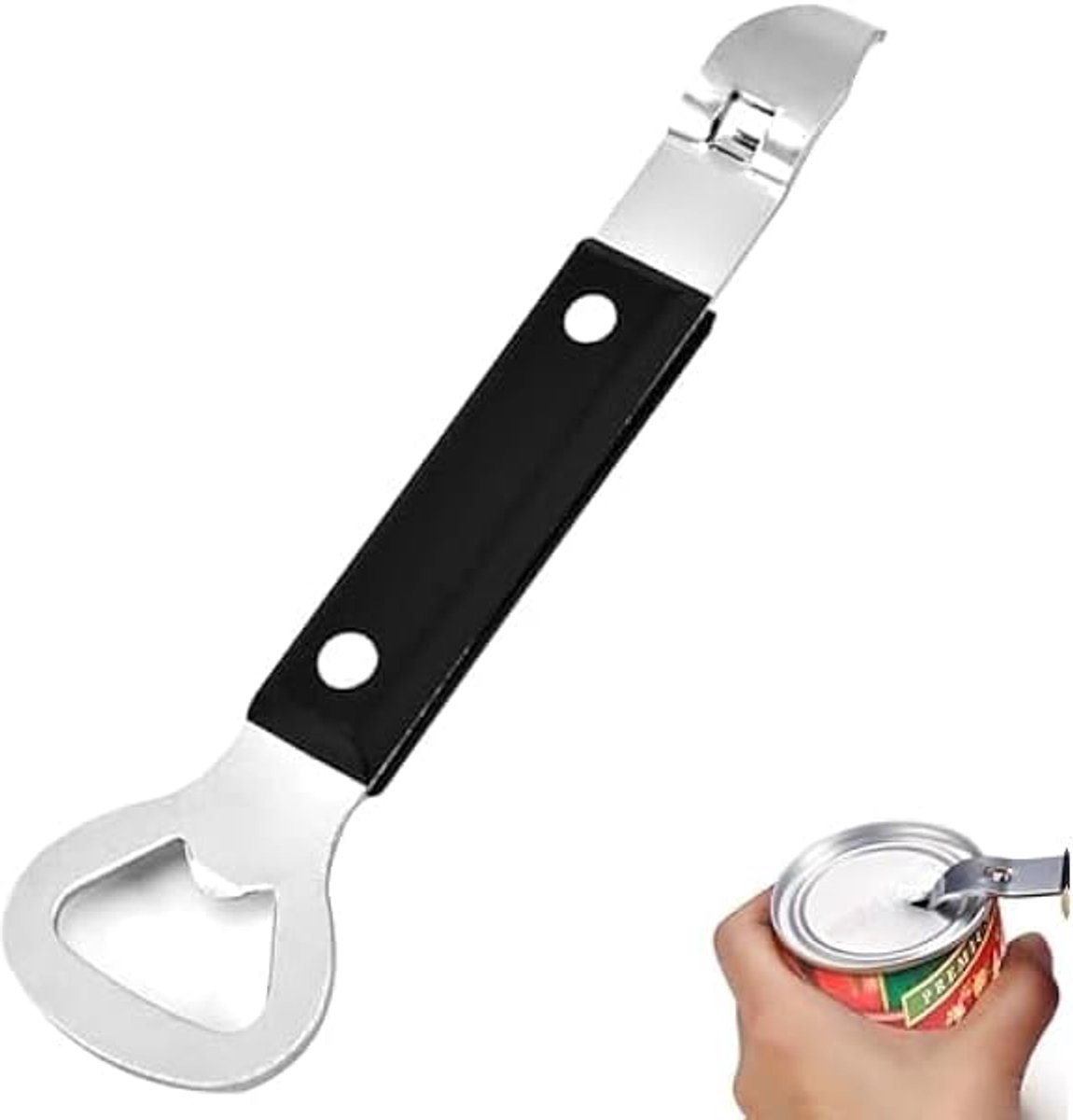 Keukenflesopener gereedschap 2 stuks - roestvrijstalen handgreep - blikopener en wijnflesopener - ShopVlot