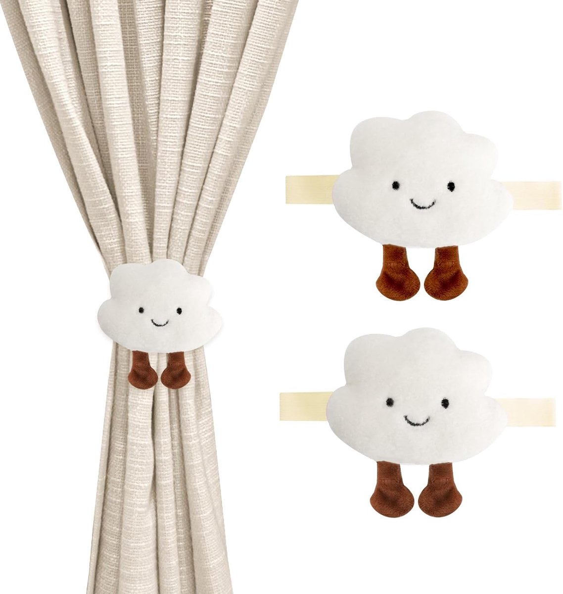 Gordijnhouders 2 Stuks - Schattige Wolken - Pluche Materiaal - Perfect voor Kinderkamer - ShopVlot