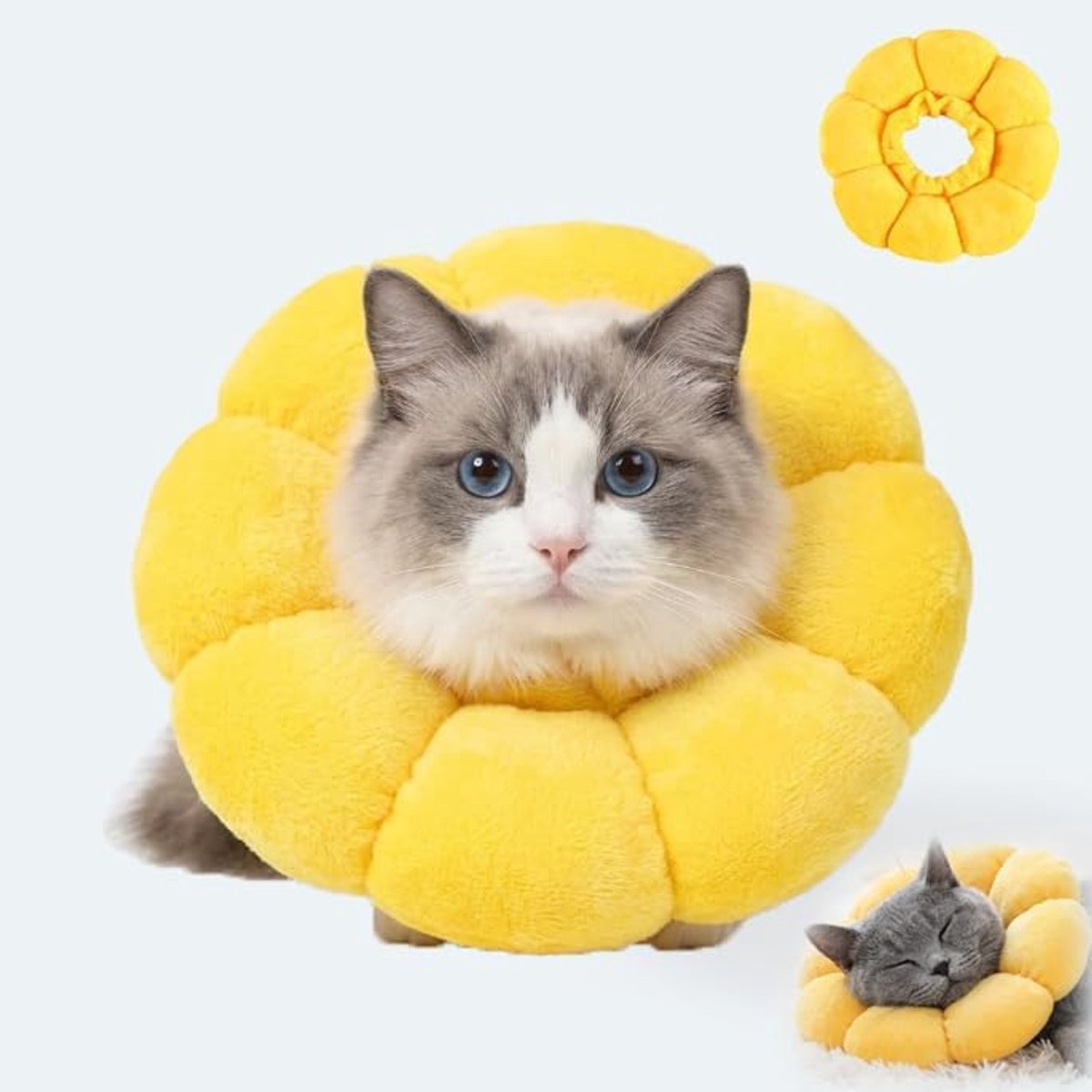 Kattenhalsband Zachte Kraag - Zonnebloem Design - Verstelbaar - Bescherming Na Operatie - ShopVlot