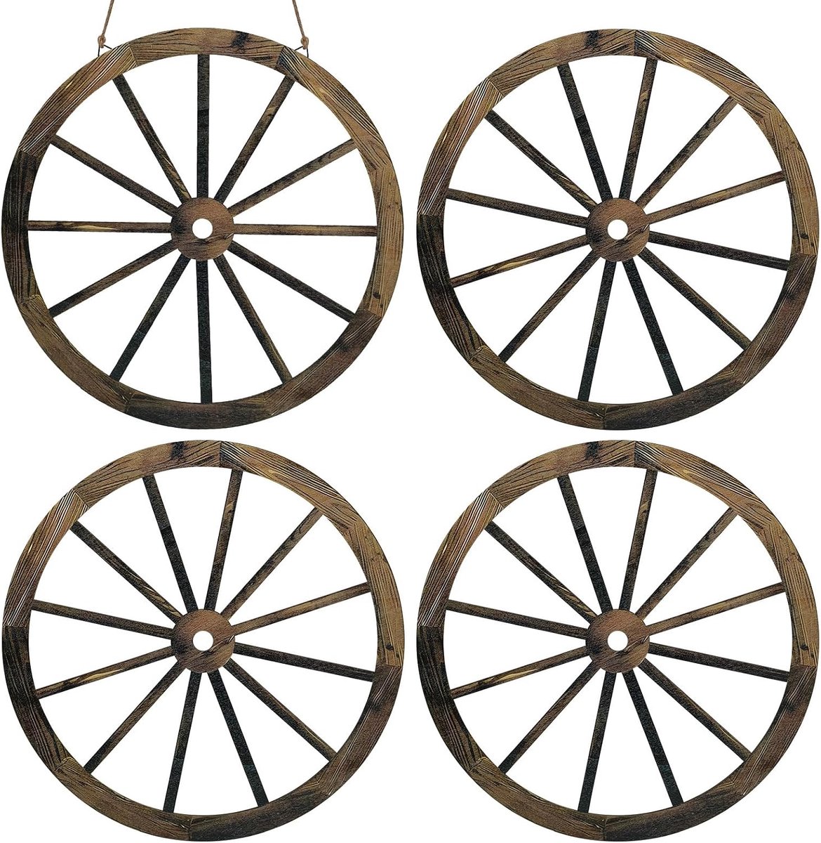 Wagonwiel Decoratie 30cm - Houten Vintage Cartwheel - Rustieke Wanddecoratie - Creëer unieke tuindecoraties - m-winkel