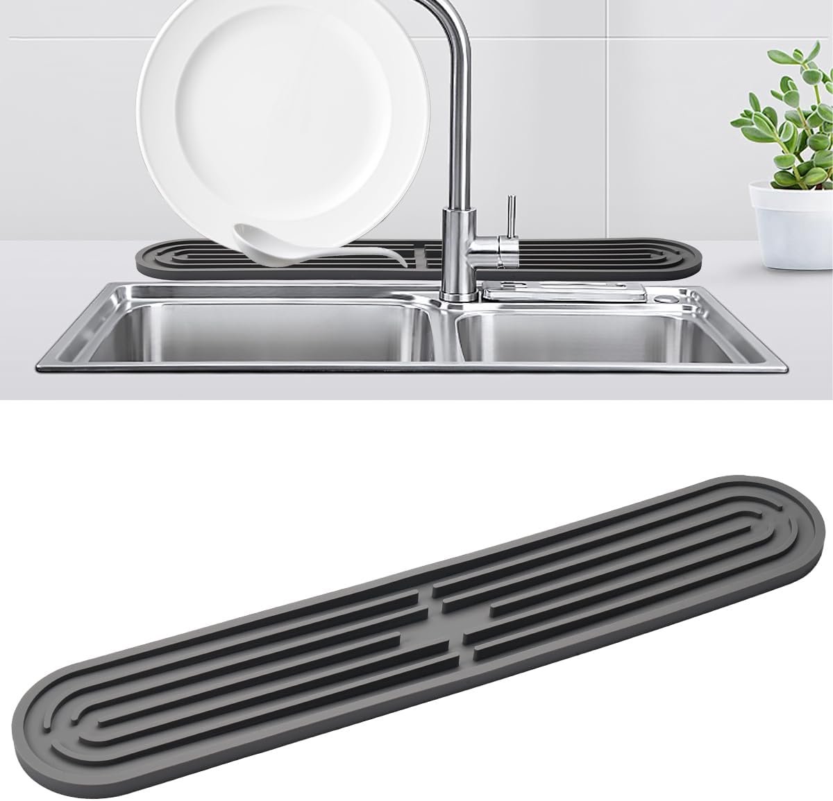 Silicone drip mat smal 43x8cm - BPA-vrij - gemakkelijk schoon te maken - ideaal voor keuken en afwas - ShopVlot