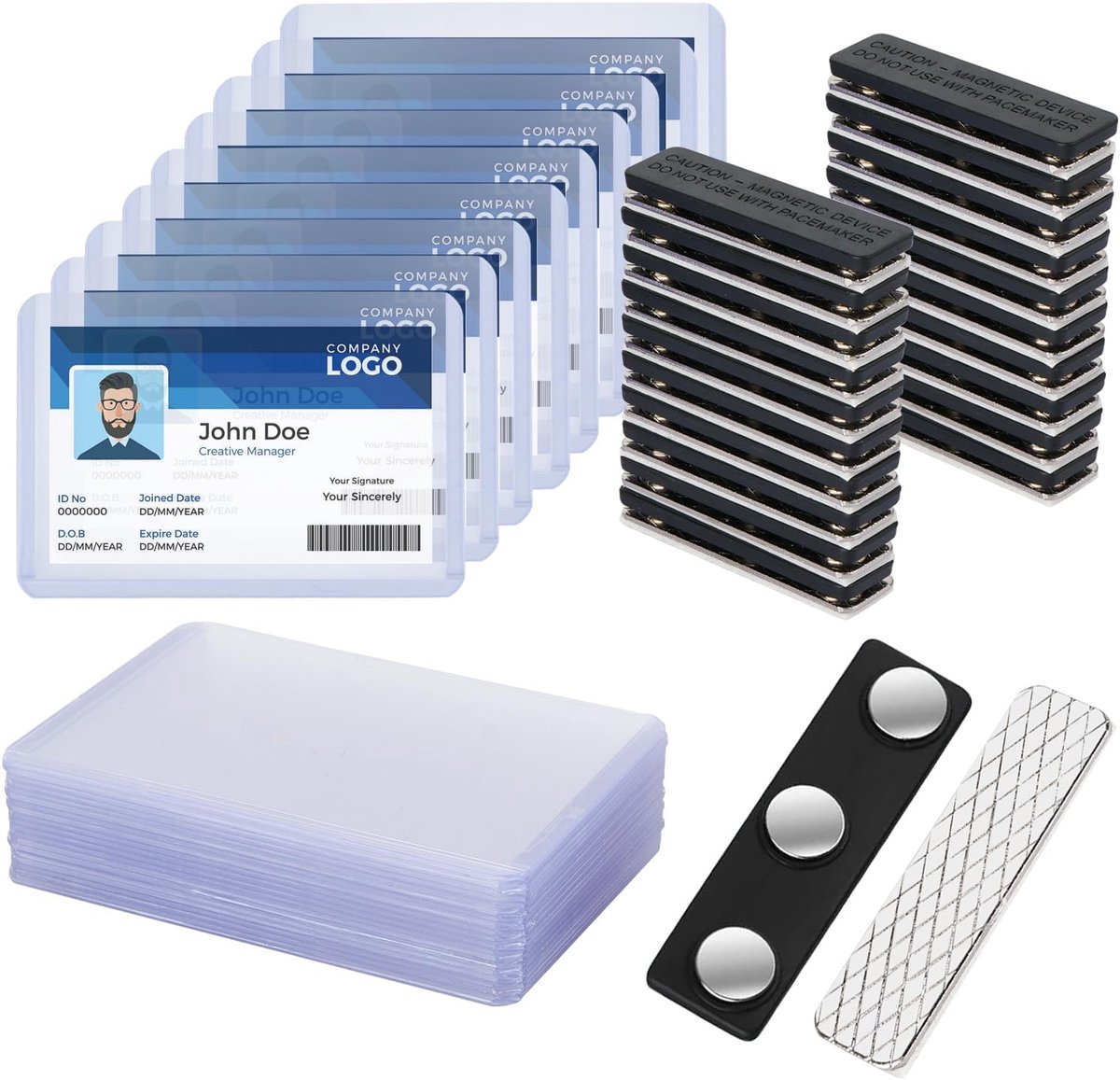 Naamplaat houders 10x6.5cm - PVC met magneet - Horizontaal ID-kaarthouder - Ideaal voor conferenties - ShopVlot