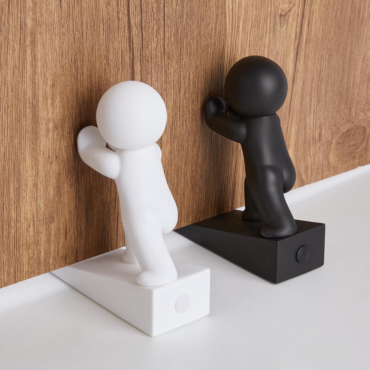 Deurstopper schattig 2-pack - flexibel en effectief - wit & zwart - houdt je deur open - ShopVlot