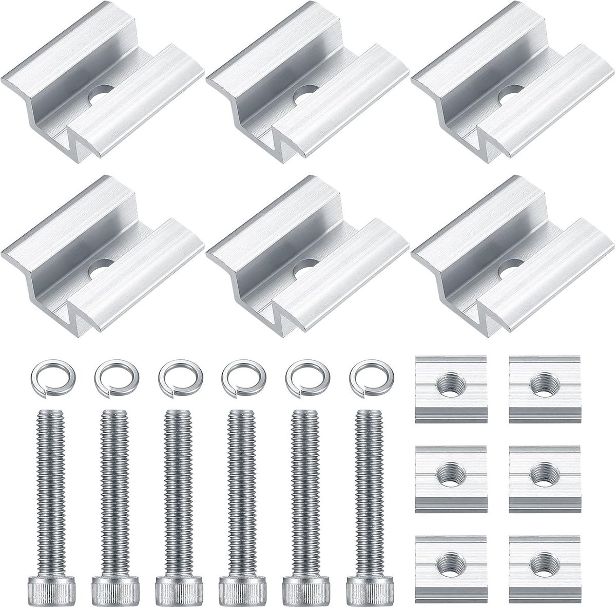 Solar panel clamps set van 6 - center clamp en montagebeugel - voor modulehoogte 25-50 mm - eenvoudige installatie - ShopVlot