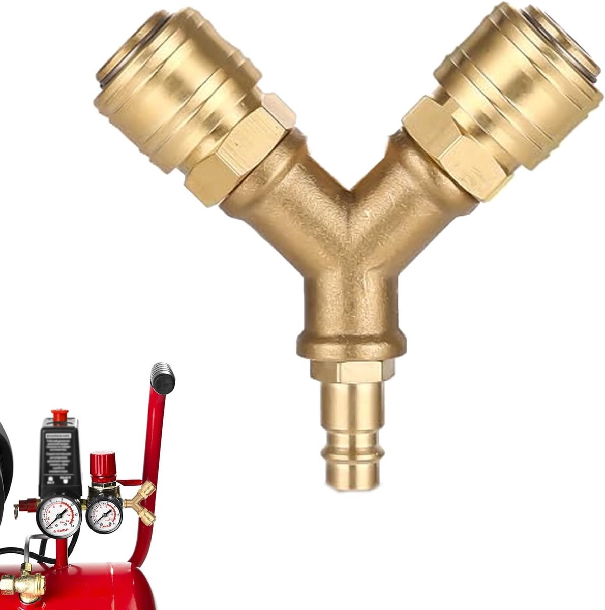 Compressed Air Distributor 1/4" - Kopercoating - Drievoudige Aansluiting - Makkelijk te installeren - ShopVlot