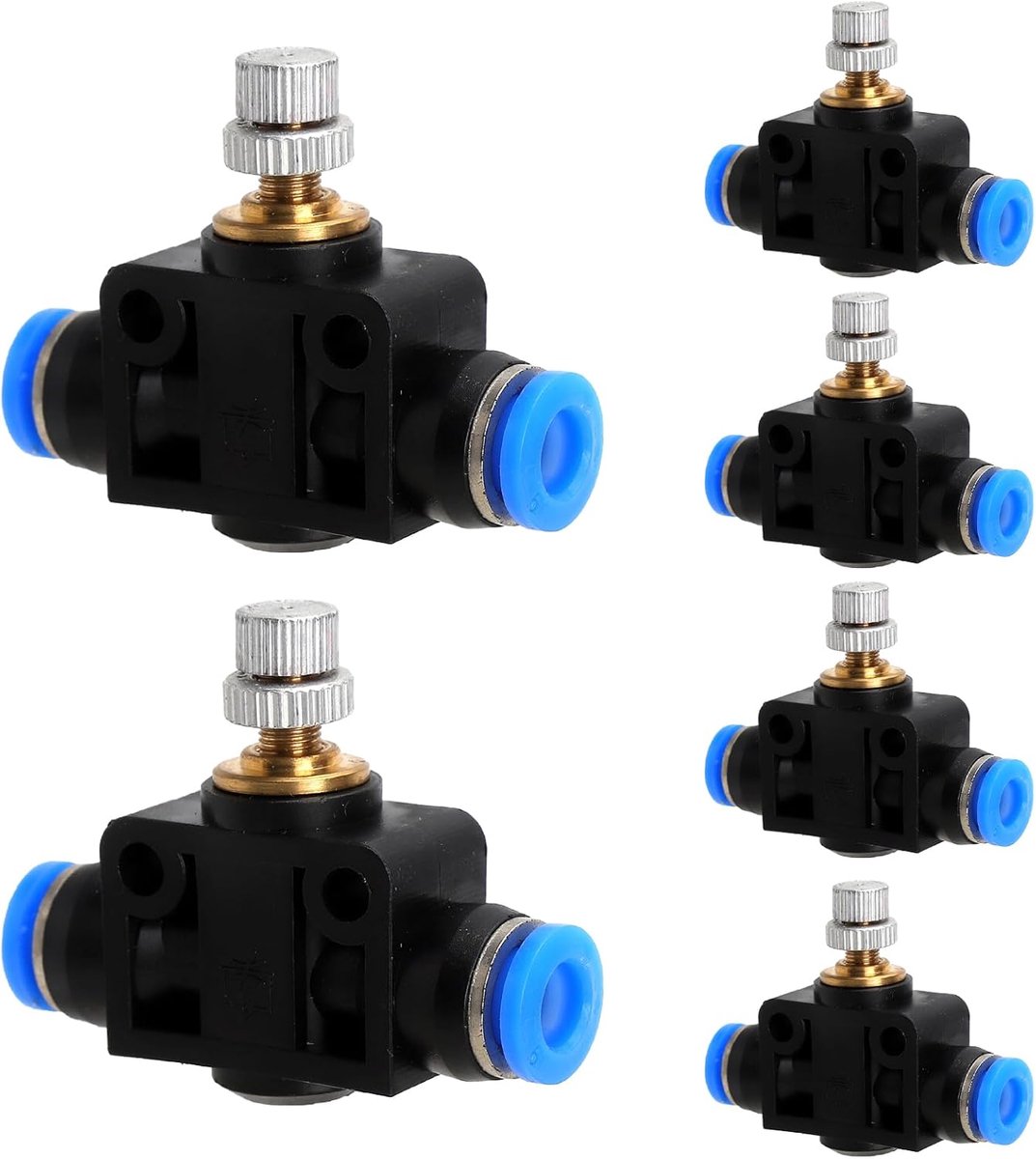 Pneumatische throttle valve 6mm - luchtstroom regelklep - push-to-connect koppeling - nauwkeurige luchtstroomregeling - ShopVlot