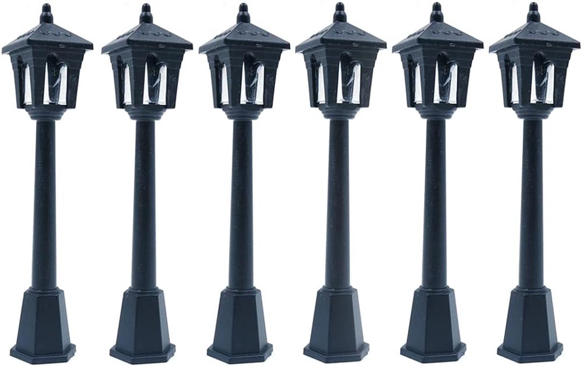 SnelShoppen - 6Pcs Mini Straatlamp Model Spoorweg Lampen Paal Lichten Buiten Pad Lantaarn Paal voor Poppenhuis Micro Landschap Feeën Tuin Accessoires