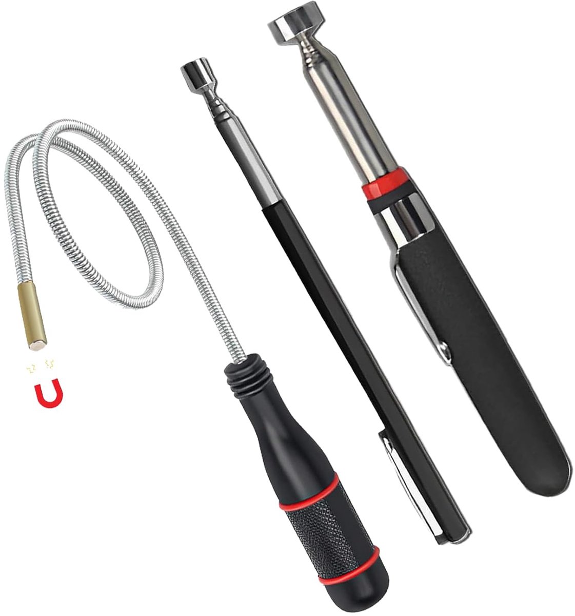 Magnetische bar magneten set - extra sterk - telescopisch en buigzaam - ideaal voor werkplaats en garage - ShopVlot