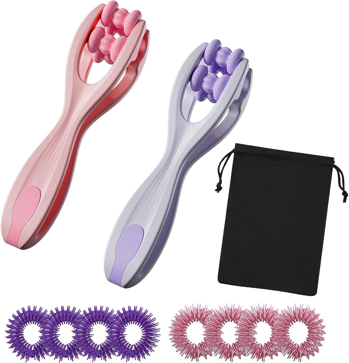Vingermassageapparaat 2 Stuks - Paars + Roze - Ergonomisch ontwerp - Verlicht stress - ShopVlot