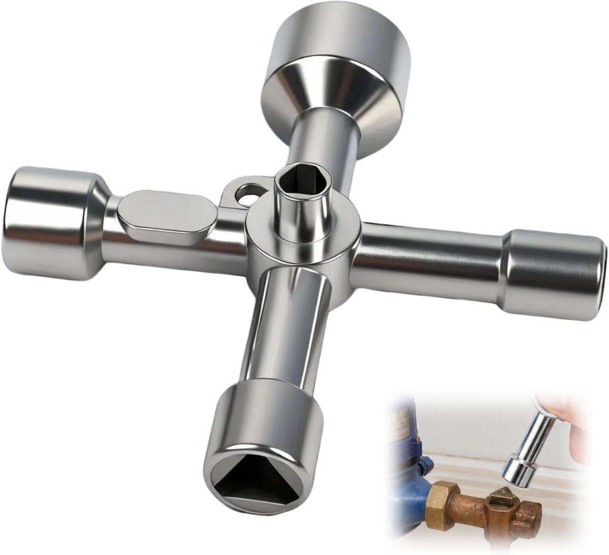 Driehoekige sleutel 4-weg - 5 maten 0.276/0.394/0.472/0.512/18 mm - duurzaam materiaal - ideaal voor meters - ShopVlot