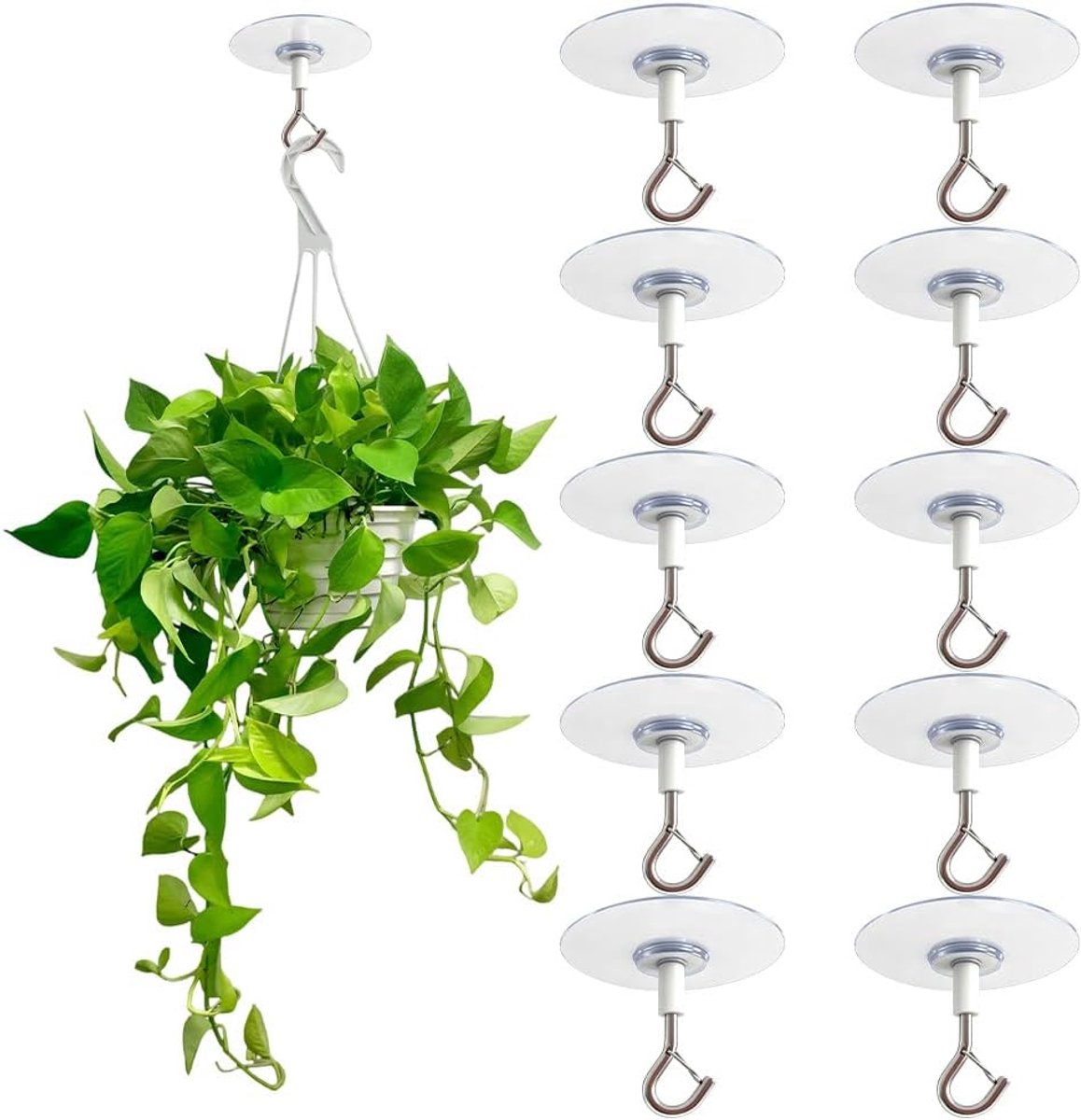 Plafondhaken 10 stuks - Zelfklevend pvc - Extra sterke bevestiging - Ideaal voor het ophangen van planten - ShopVlot