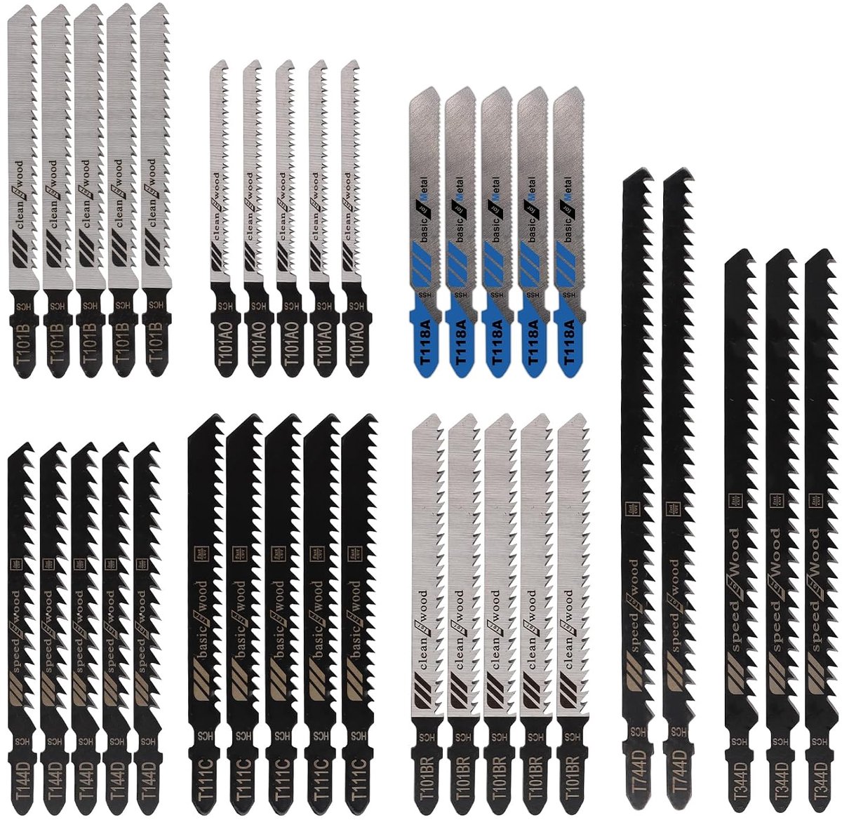 Jigsaw Blades 35-delige set - T-Snede - Hout en metaal - Geschikt voor diverse zagen - ShopVlot