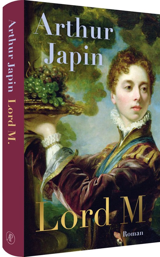 Boek "Lord M." van Arthur Japin. Voorzijde met een schilderij van een jongeman met een fruitschaal.