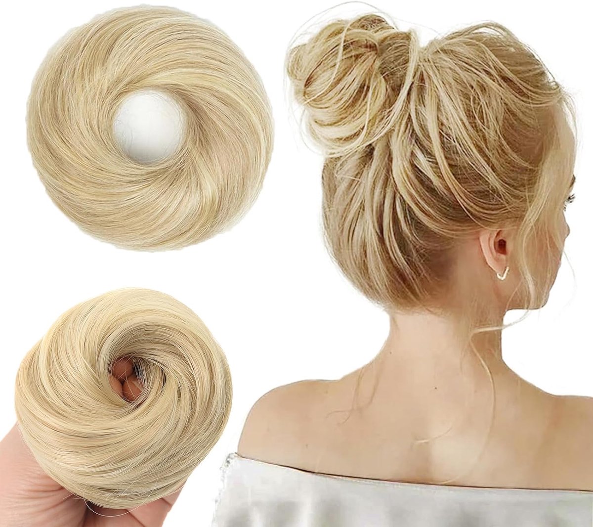 Scrunchies voor stijlvol haar - elastische haaraccessoire - synthetische bun - perfecte look voor dagelijks gebruik - ShopVlot