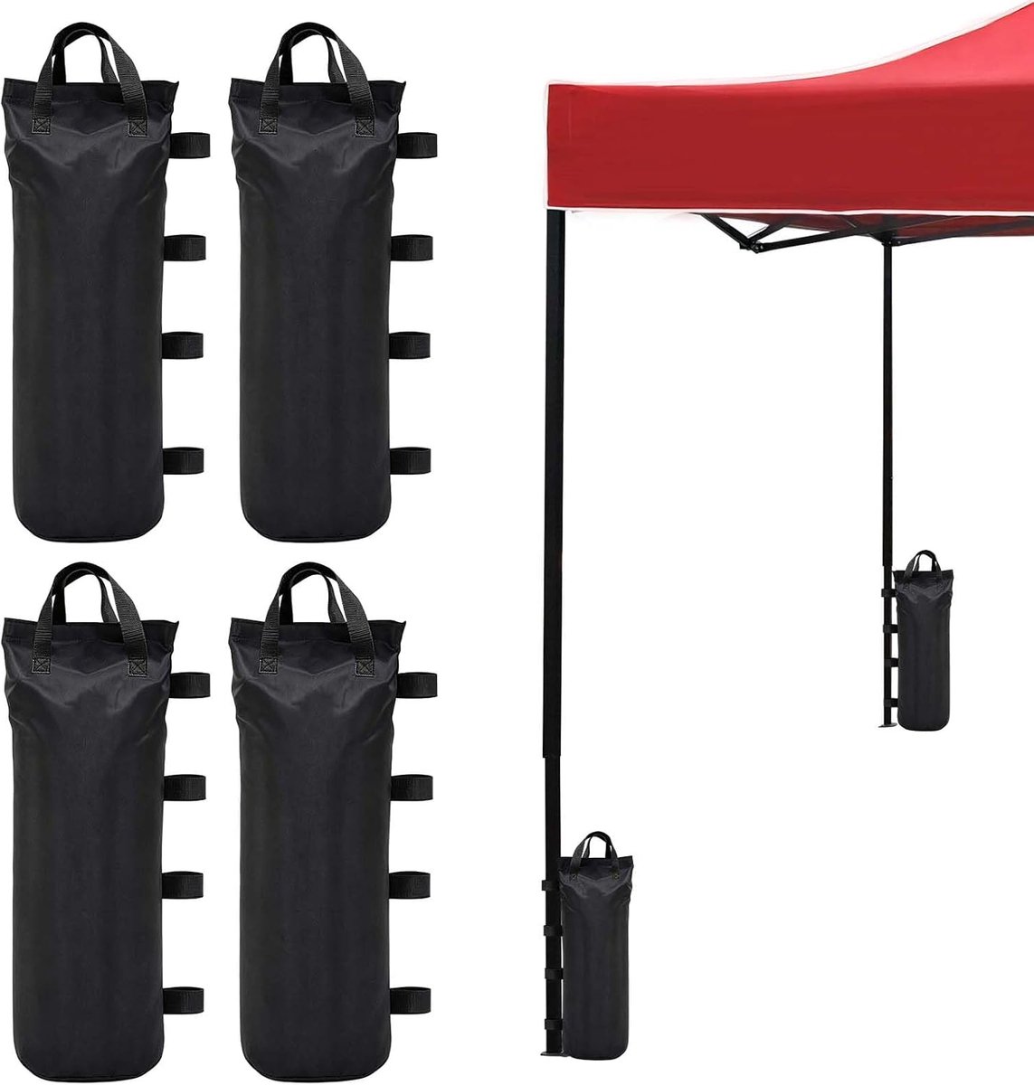 Karpergewichten 9-12 kg - opvouwbare zandzakken van Oxford-weefsel - zwart voor parasols en tenten - ShopVlot