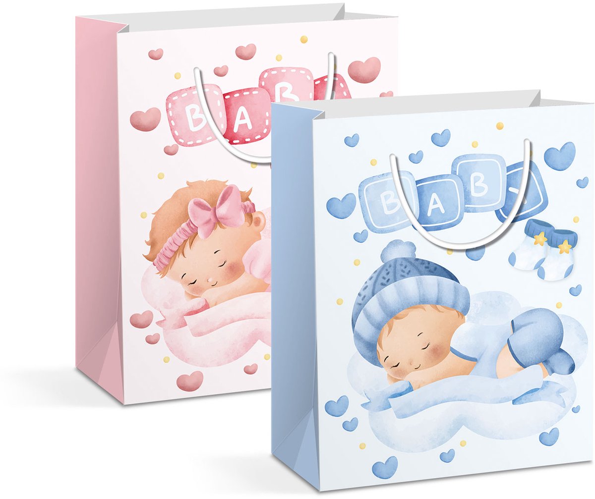 Cadeautas - papier - 265 x 127 x 330 mm - 2 soorten / verpakking 12 Stuks [58290]