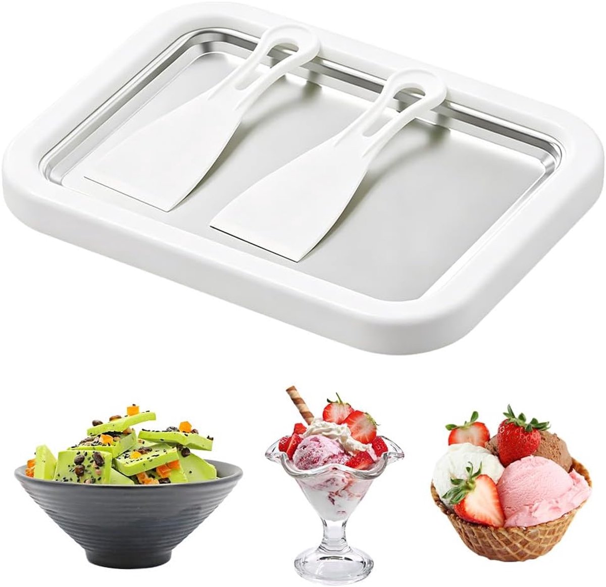 IJsroller Maker Pan - White - Inclusief 2 Spatels - Maak snel heerlijke ijsrollen - ShopVlot