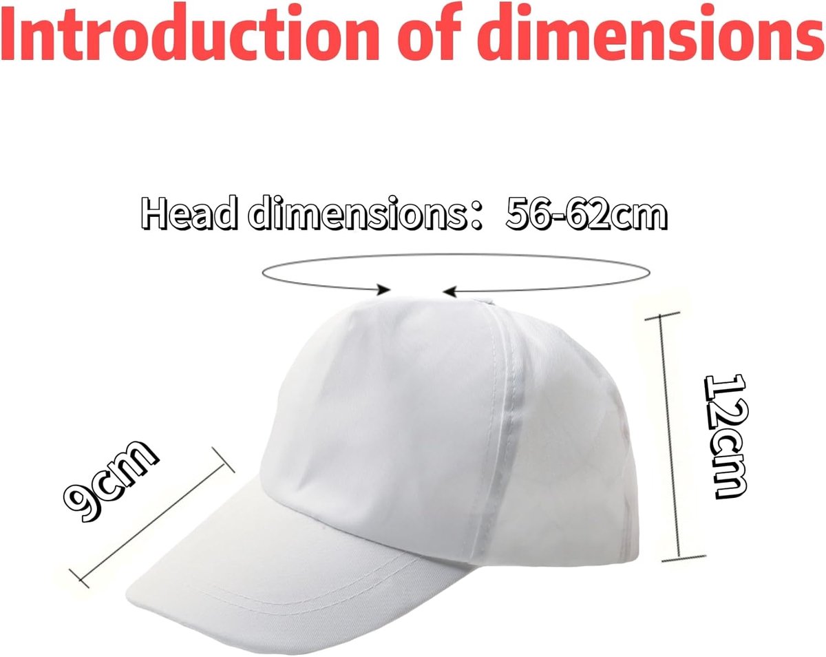 Baseballcaps set van 10 - witte kleur - voor kinderen en volwassenen - ideaal voor creatieve activiteiten - ShopVlot