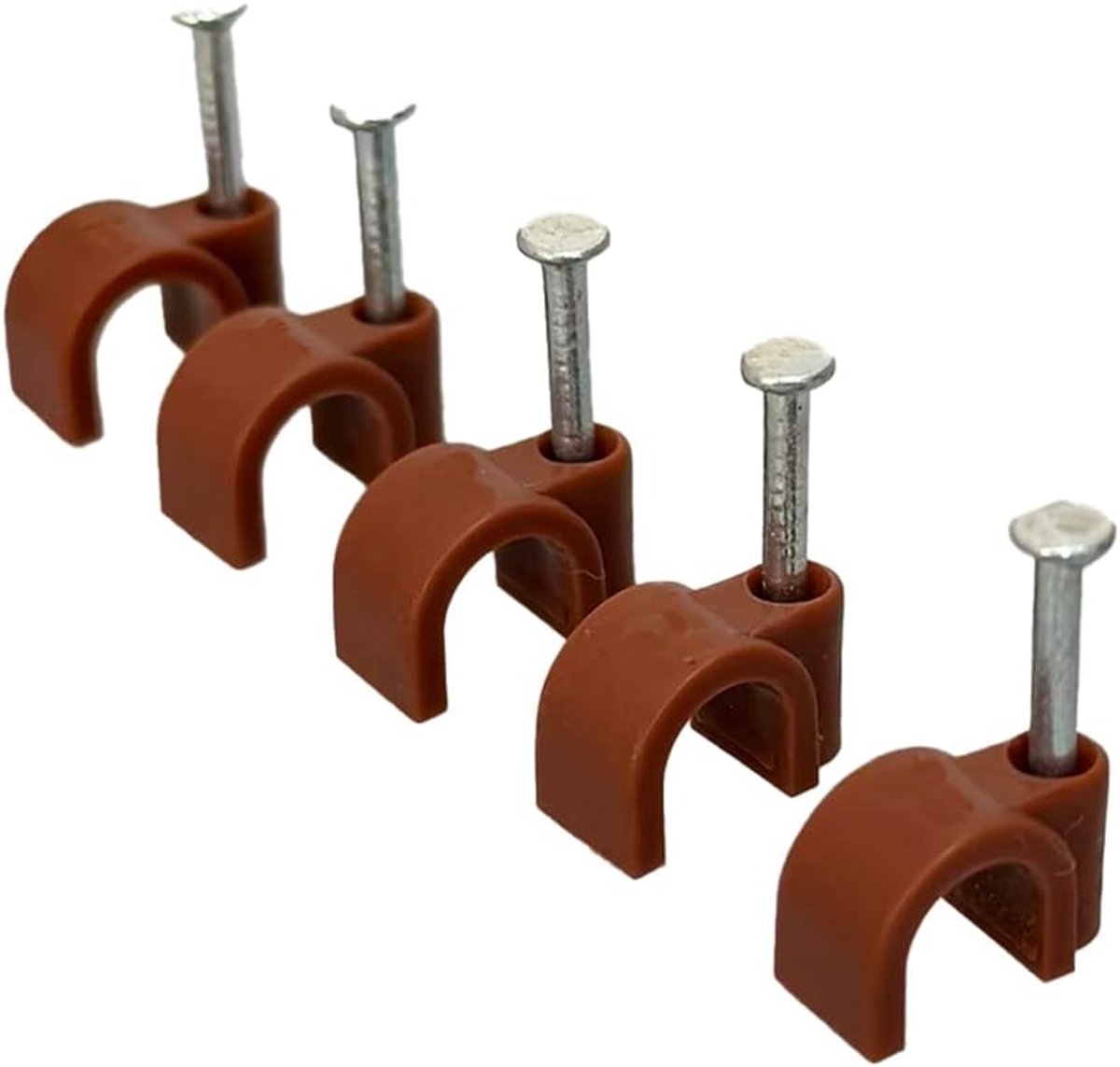 Kabelclips 5mm - Bruin Rond - Hoogwaardige bevestiging - Ideaal voor kabelbeheer - ShopVlot