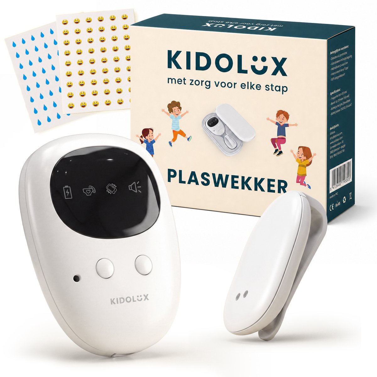 Kidolux Plaswekker voor Zindelijkheidstraining - Voor Jongens & Meisjes - Draadloos - Alarm met Geluid & Trilling - Vochtsensor - USB Oplaadbaar