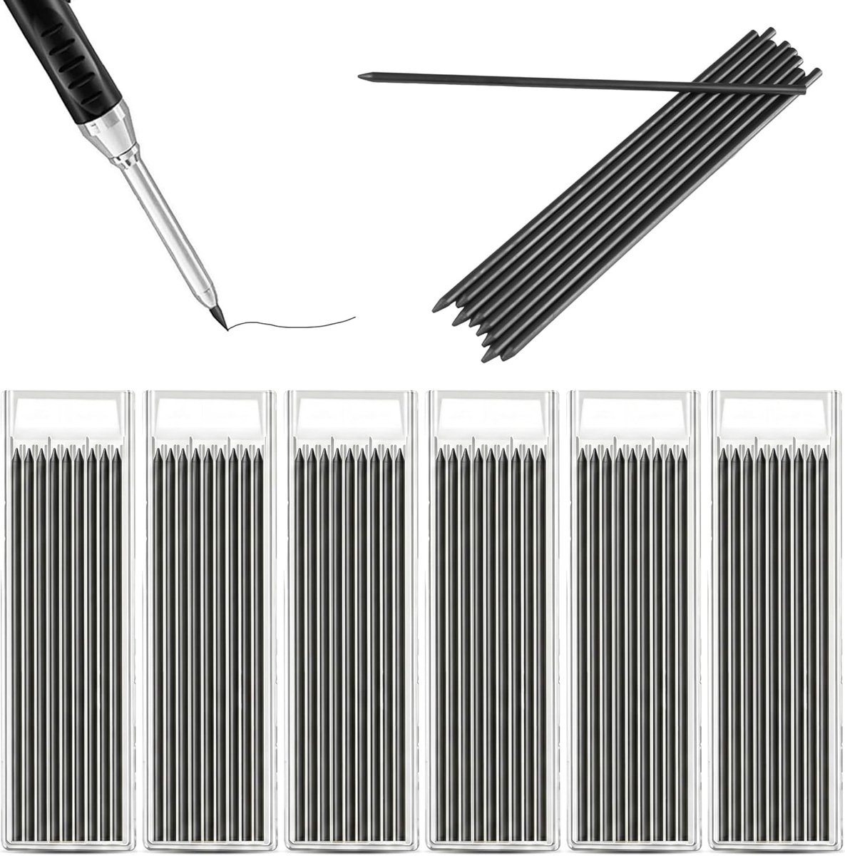 Timmerman potloodvullingen 54 stuks - 2,8 mm solide lood - waterdicht - perfect voor houtbewerking - ShopVlot
