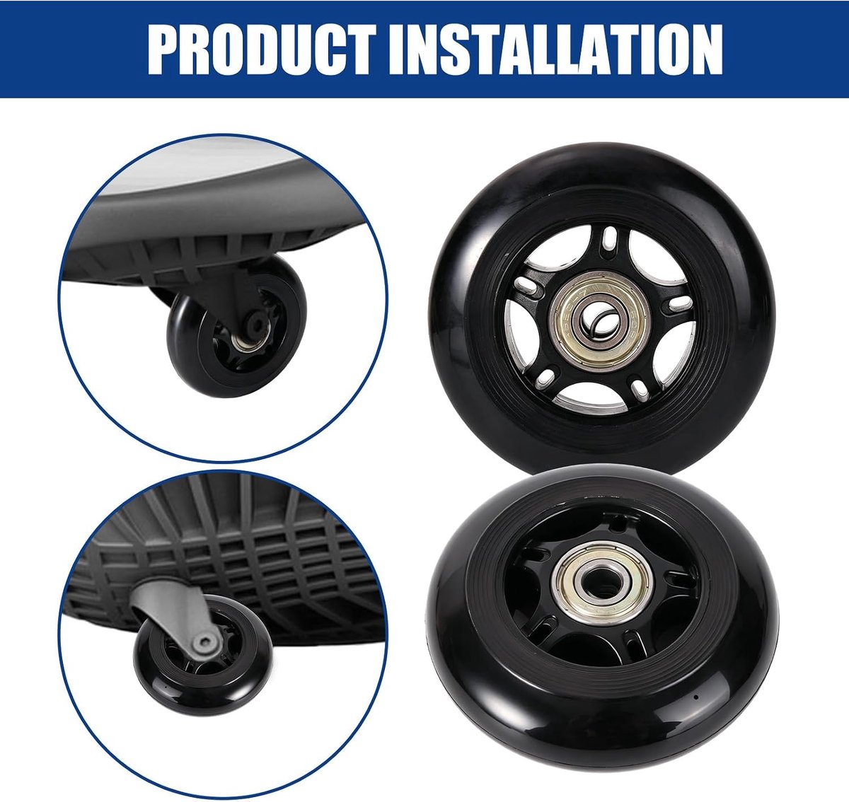 Vervangwielen 76mm x 24mm - PU en staal - Duurzaam en betrouwbaar - Geschikt voor scooters - ShopVlot