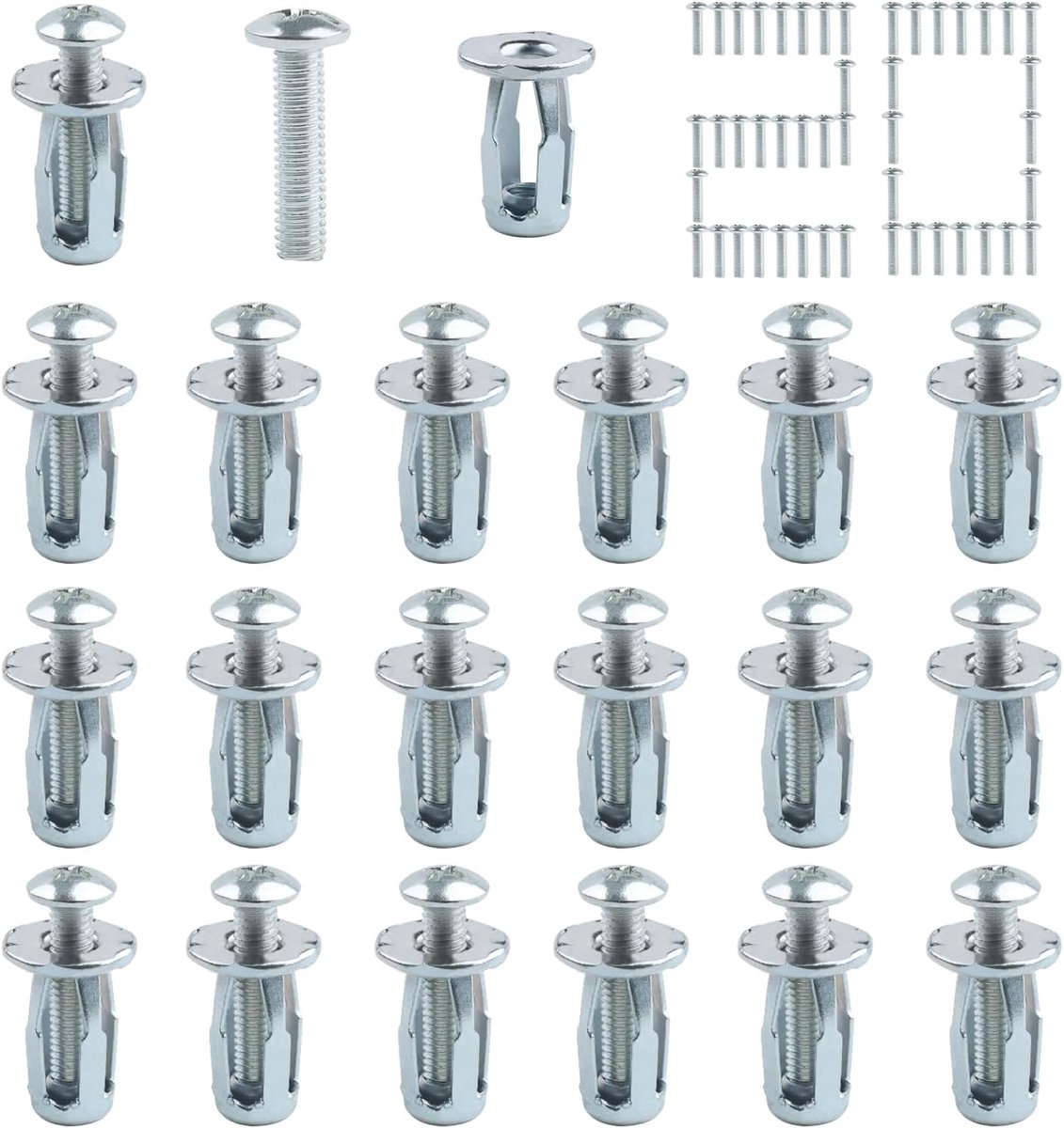 Petal nuts 20 stuks M5 M6 - gegalvaniseerd staal - met schroeven - geschikt voor kunststof en polywood - ShopVlot