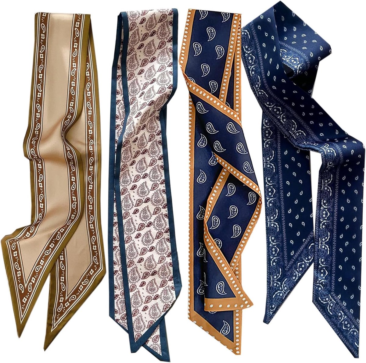 Dames smalle neckerchief, 4 stuks - haar sjaal - voor tas en haaraccessoires - veelzijdig gebruik - ShopVlot