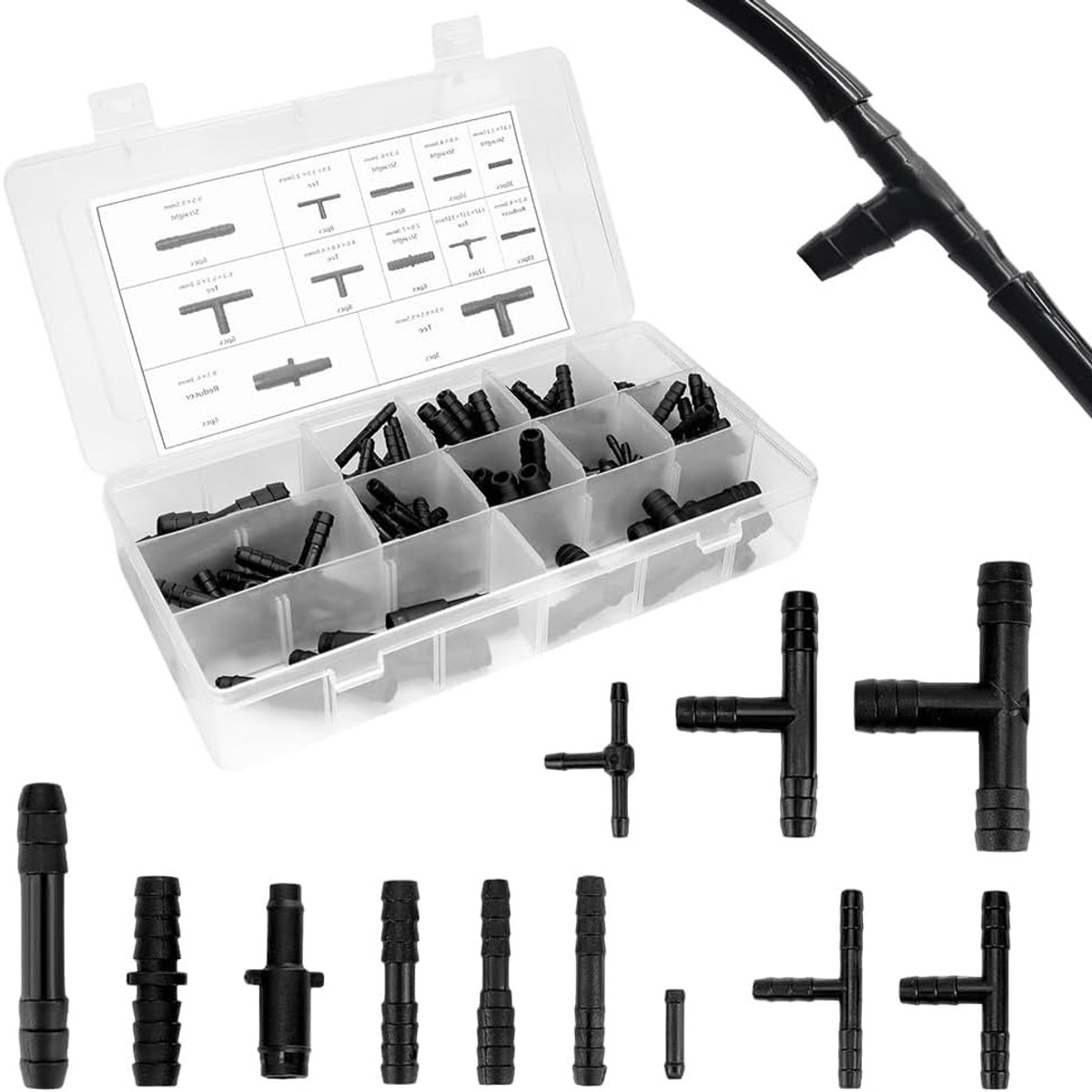 T-connectorset 113 stuks - 12 maten - universele aansluitkit - voor auto en tuinslangen - ShopVlot