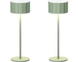 Luxus Europe - Tafellamp Tinos - Set van 2 Groen - Draadloze Tafellamp Binnen & Buiten - Oplaadbaar - USB-C - Dimbaar - Warm Wit - Waterbestendig