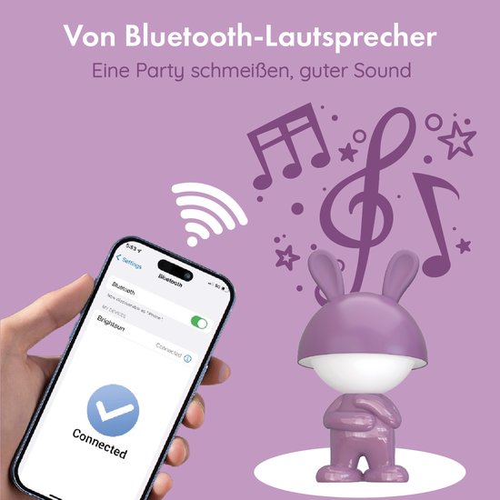 Luxus Nachtlamp Kinderkamer Mouse - Paars - Nachtlampje baby - Voor kinderen - Slaapkamer - 7 kleuren licht - RGB - Bluetooth speaker - Draadloos - Oplaadbaar van Merkloos — afbeelding 5