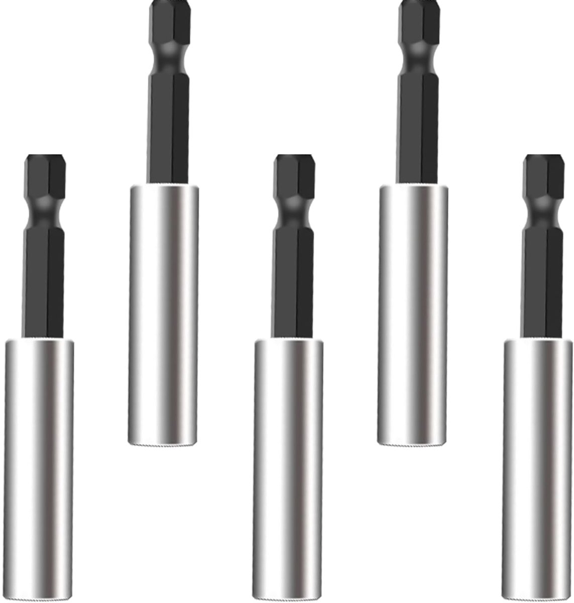 Bit houder 5-delig - 60mm voor 1/4 inch schroefmachine - RVS - sterke magnetische grip - ShopVlot