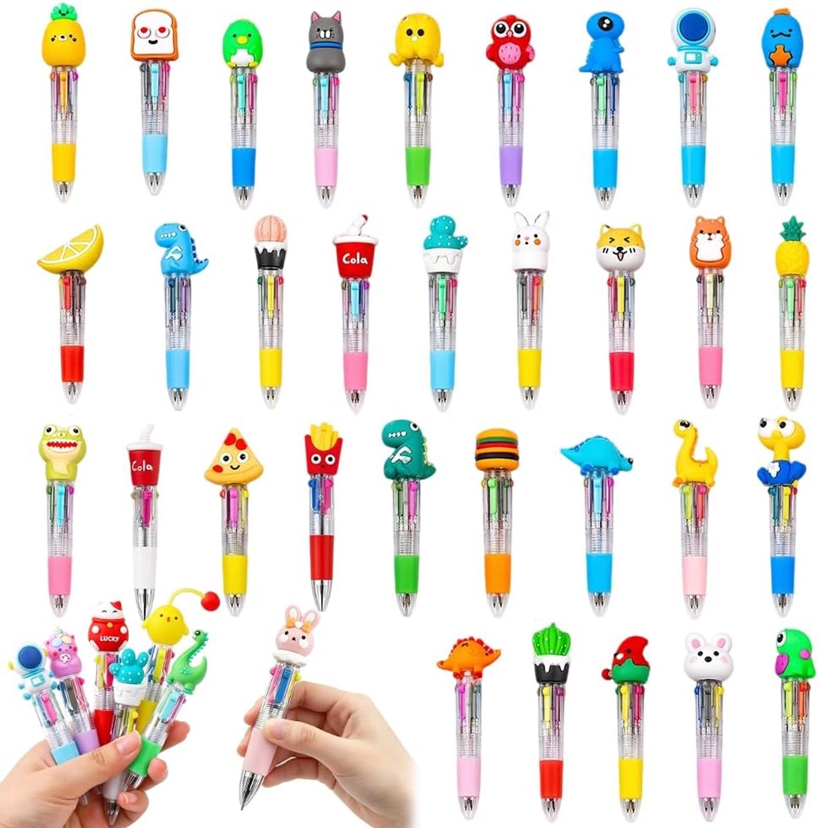 Balpennen 32 stuks - Mini-balpen met dierenpatroon - Kawaii ontwerpen - Perfect voor school en kantoor - ShopVlot