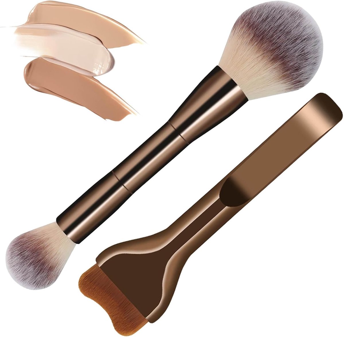 Make-up kwastenset 3-delig - ultradunne en dubbele waaierkwast - voor streeploos aanbrengen - ShopVlot