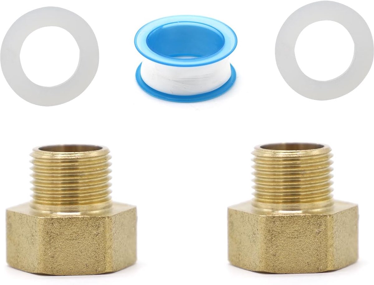 Brass reducer 3/8 naar 1/2 - Messing met silicone afdichtingen - Duurzaam en roestvrij - Ideaal voor waterleidingen - ShopVlot