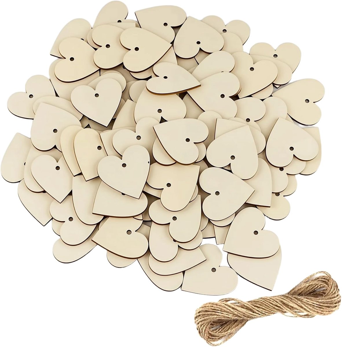 Houten harten voor schrijven - 100 stuks - natuurlijk hout - ideaal voor decoratie - ShopVlot