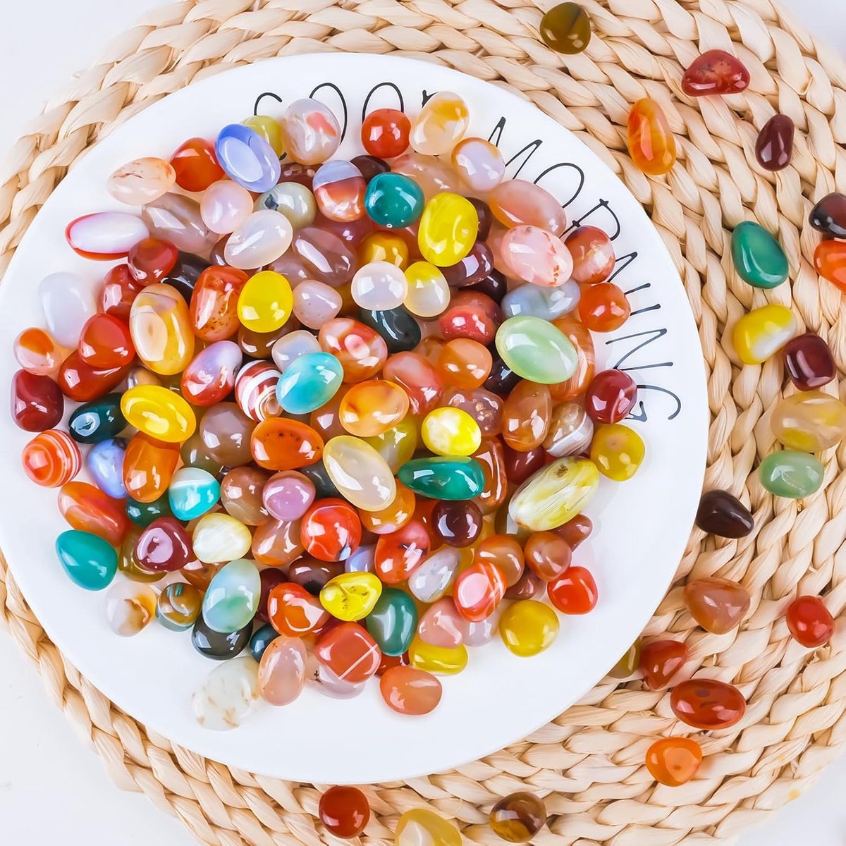 Gemstones voor kinderen 500g - natuurlijke getrommelde stenen 0.8-2cm - geluksstenen mix - ideaal voor schatzoeken - ShopVlot