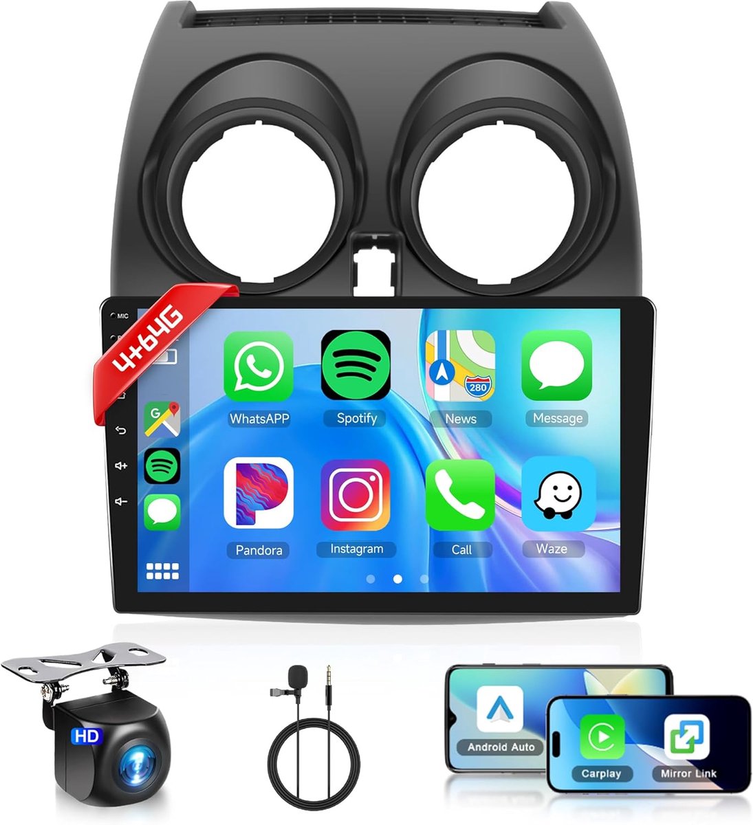 Autorradio 9 Inch - 4G+64G - Android 13 - Met draadloze Carplay en GPS-navigatie - ShopVlot