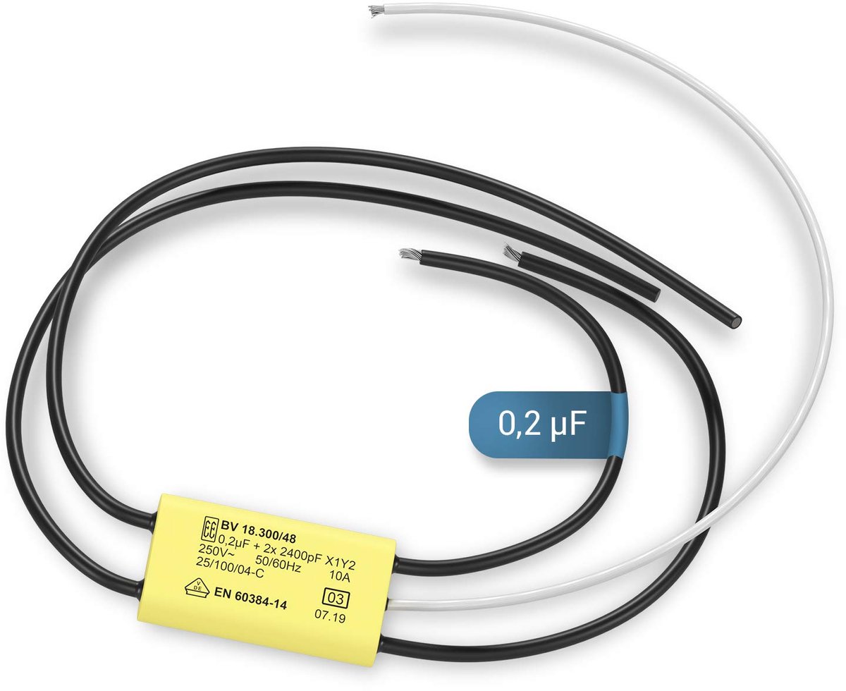Condenser anti-parasieten 0,2 µF - Motor condensator type BV 18300/48 - Universeel voor kleine apparaten - ShopVlot