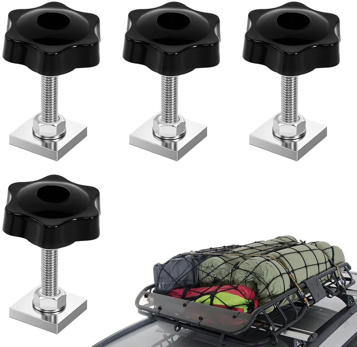 T-slot adapter set M6x35mm - 4-delig met stermoer en pakking - stevige verbinding - ideaal voor fietsdrager - ShopVlot